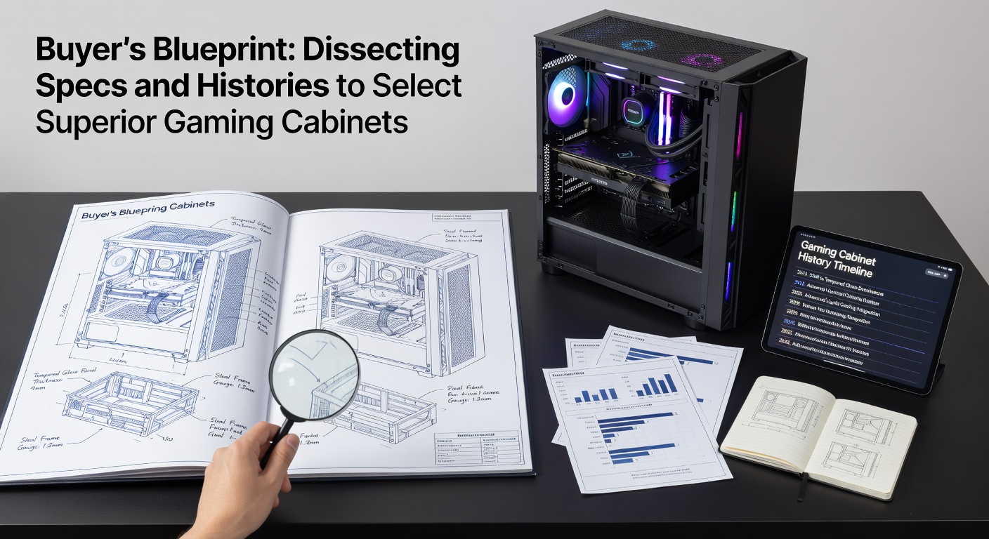 Een close-up van een gaming kabinet met geopende paneel, waar specificaties en interne componenten zichtbaar zijn tijdens een inspectie