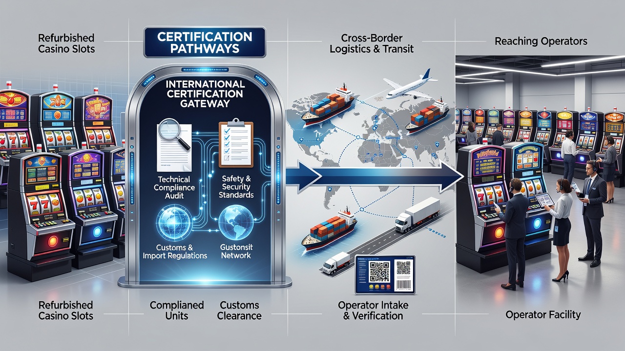 Customs inspection of certified refurbished slots at an international border facility