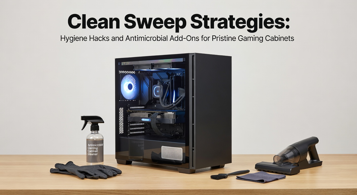 Een gaming kabinet wordt professioneel gereinigd met speciale hygiëne tools, zichtbaar in een goed verlichte werkplaats