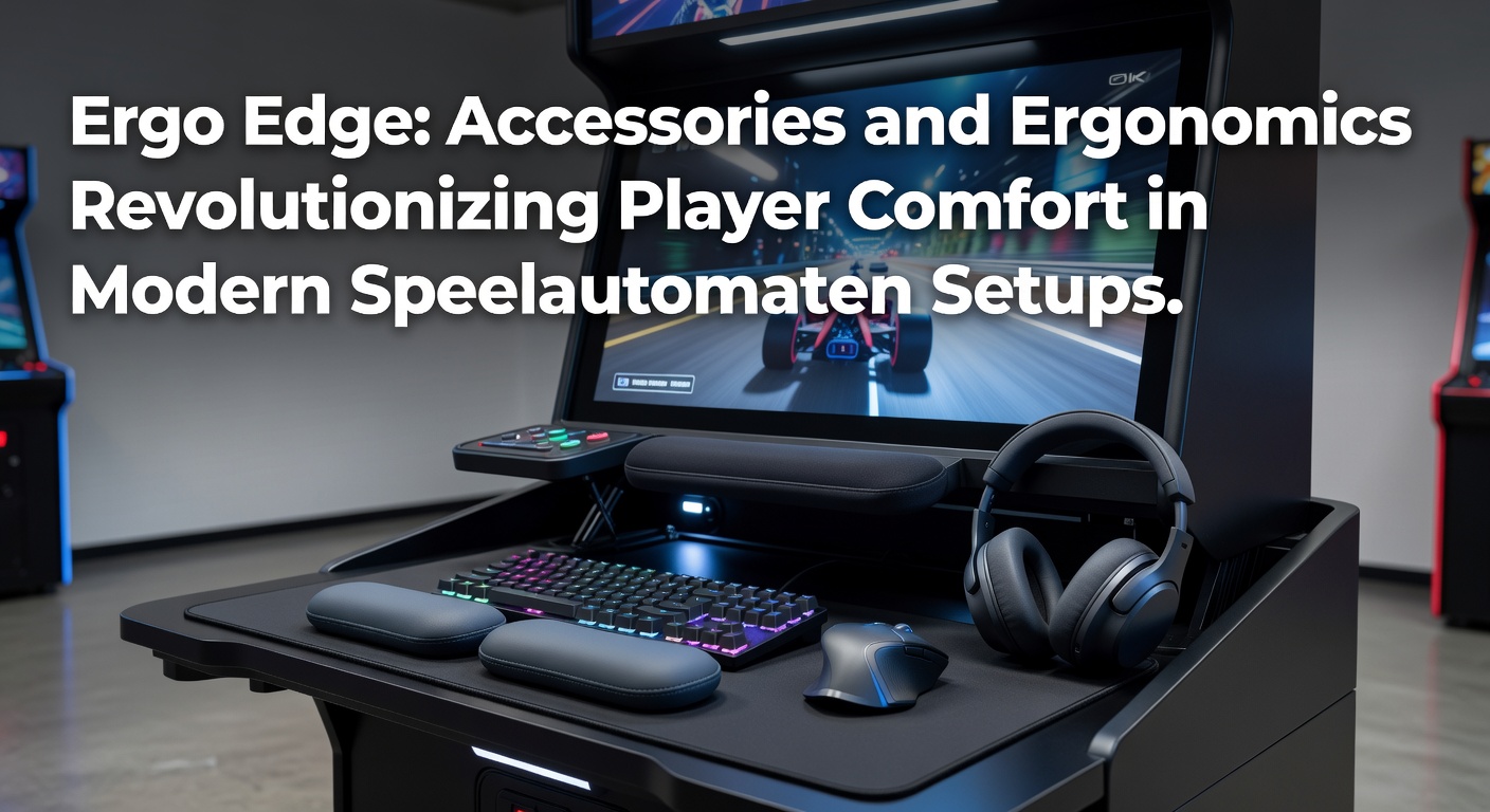 Ergo Edge ergonomische accessoires geïnstalleerd op een moderne speelautomaat, met verstelbare armsteunen en rugleuningen voor optimaal spelercomfort