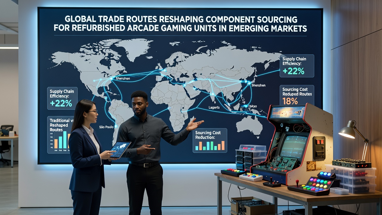 Componenten sourcing in een werkplaats voor refurbished arcade gaming units in een opkomende markt