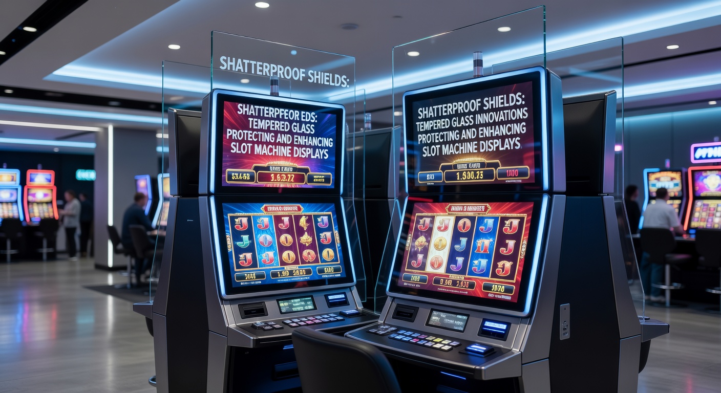 Voor-en-na vergelijking van een speelautomaat met en zonder gehard glas upgrade, tonend verbeterde helderheid en bescherming