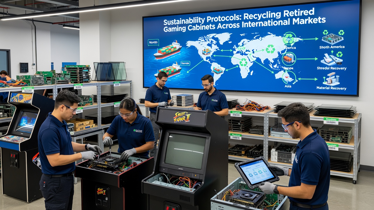 Internationaal transport en recycling van gepensioneerde gokkasten