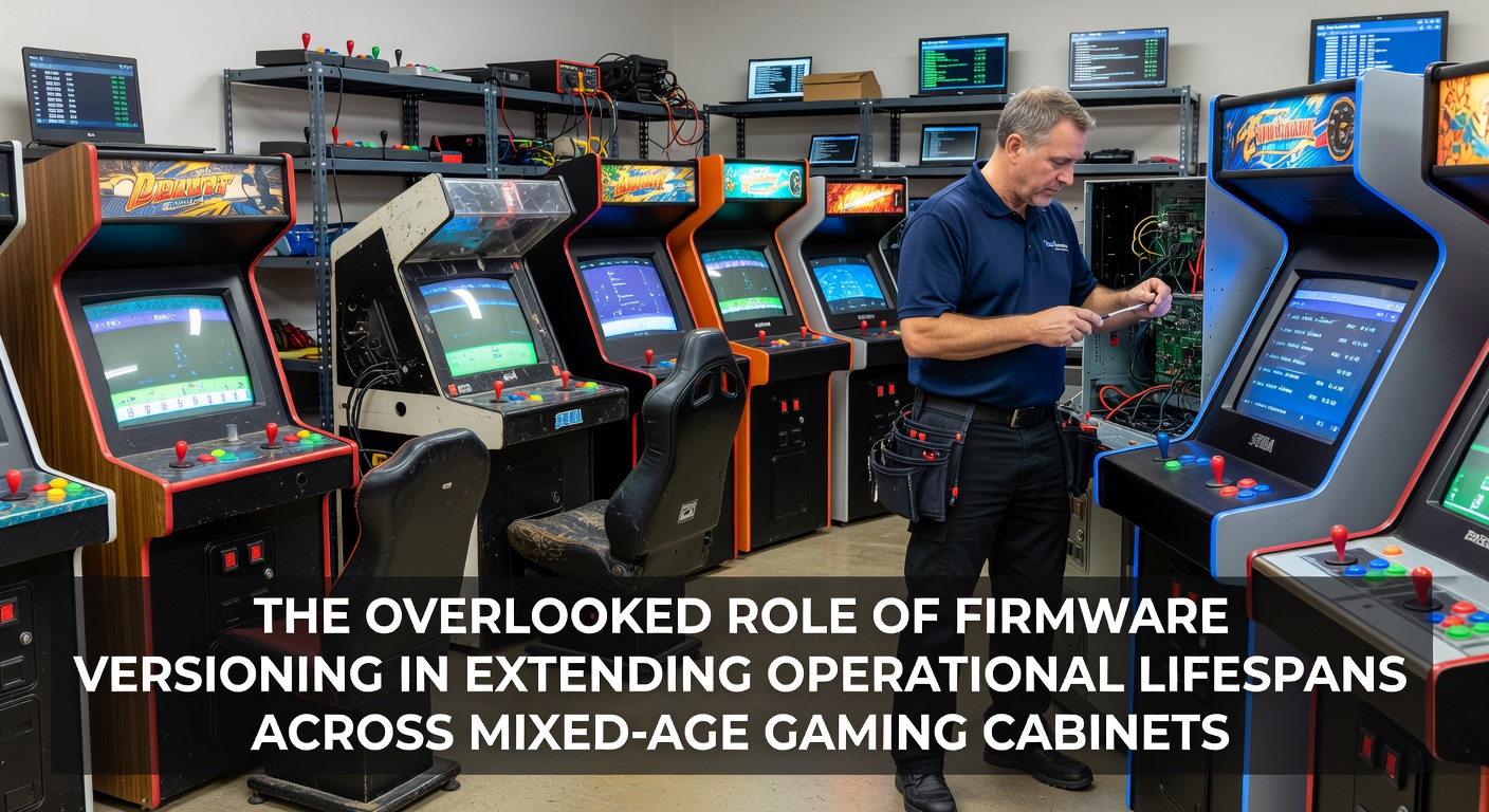 Gaming cabinets van verschillende leeftijden met firmware-updates in een casino-omgeving